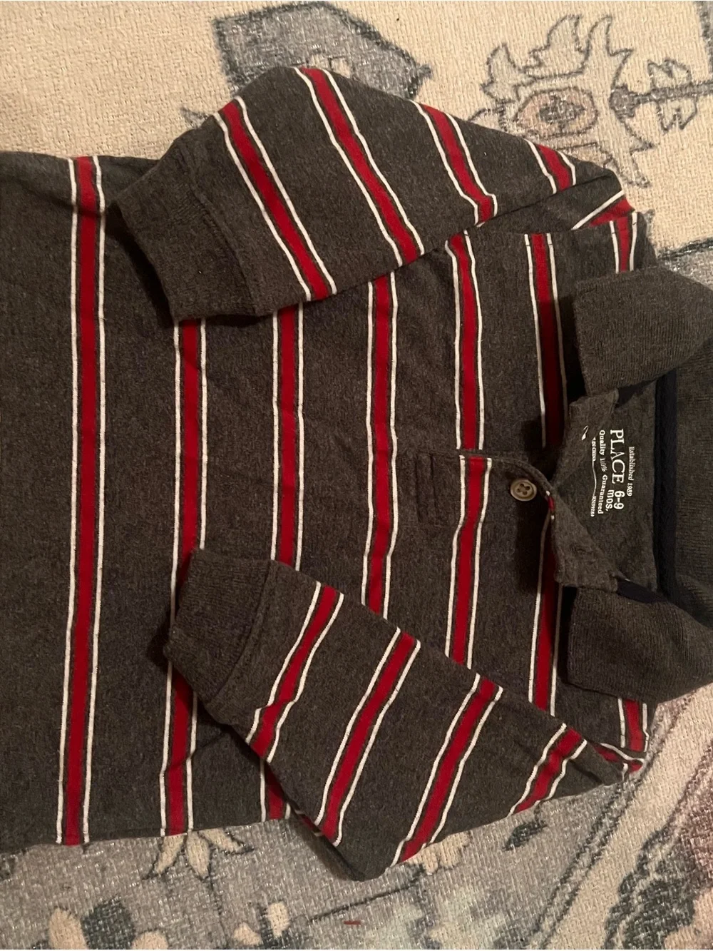 GAP Kids Long Sleeve Tees - Burgundy, White, Navy & Charcoal Stripe